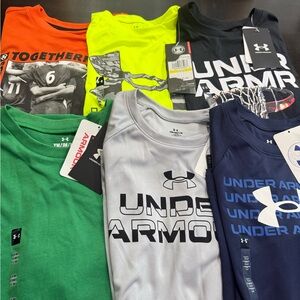 6-Piece Bundle Under Armour Kids Short Sleeve Tees - Size M Yellow, Orange,